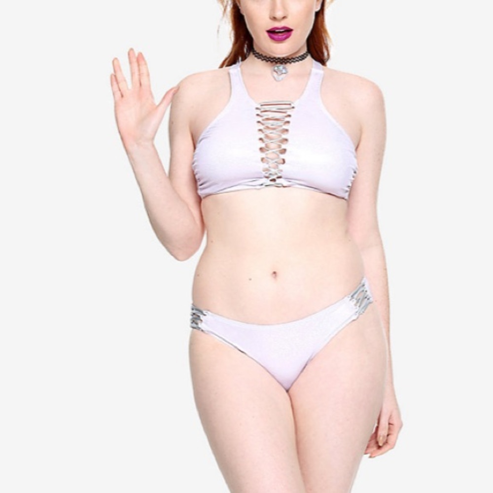 Holographic Lace‎ Side Swim Bottoms Hot Topic